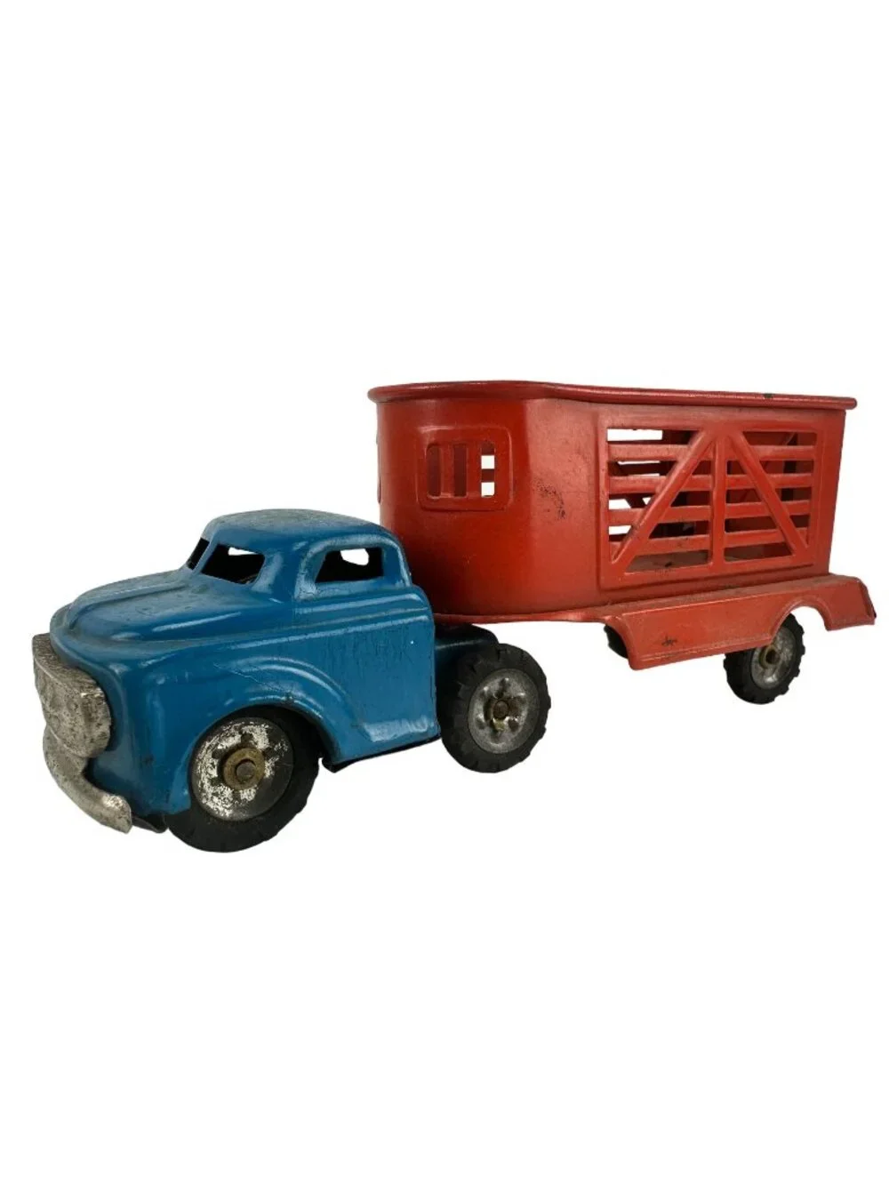 Vintage Unbranded Truck with Animal Trailer Die Cast Tin Metal Model Japan